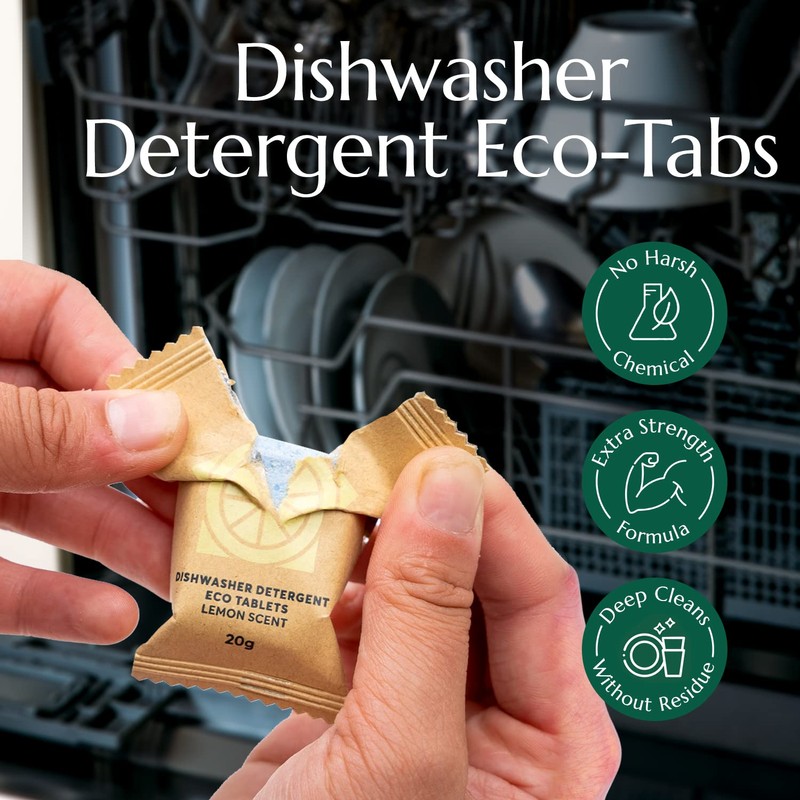 Cleanomic Dishwasher Pods (32 Eco Tabs) Soap Detergent, No Harsh
