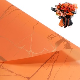 40Sheets Marbled Flower Wrapping Paper ，Waterproof Valentine's Day Bouquet Wrapping Paper 23x23Inch， DIY crafts, gift packaging or gift box packaging (Orange)