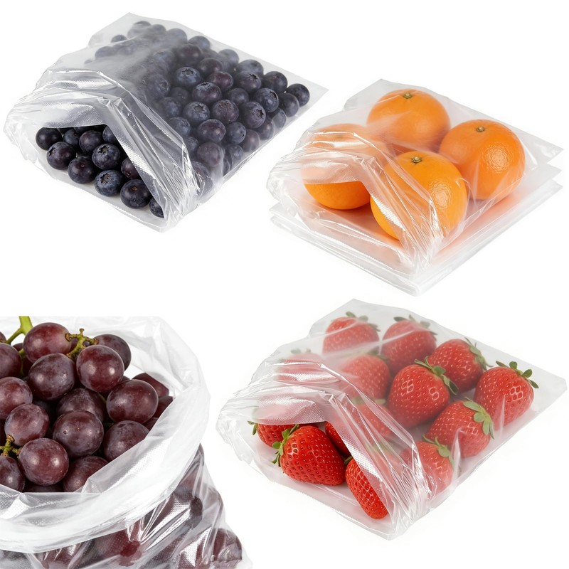 3 Rolls 3 Sizes Plastic Produce Bags, Clear Plastic Produce