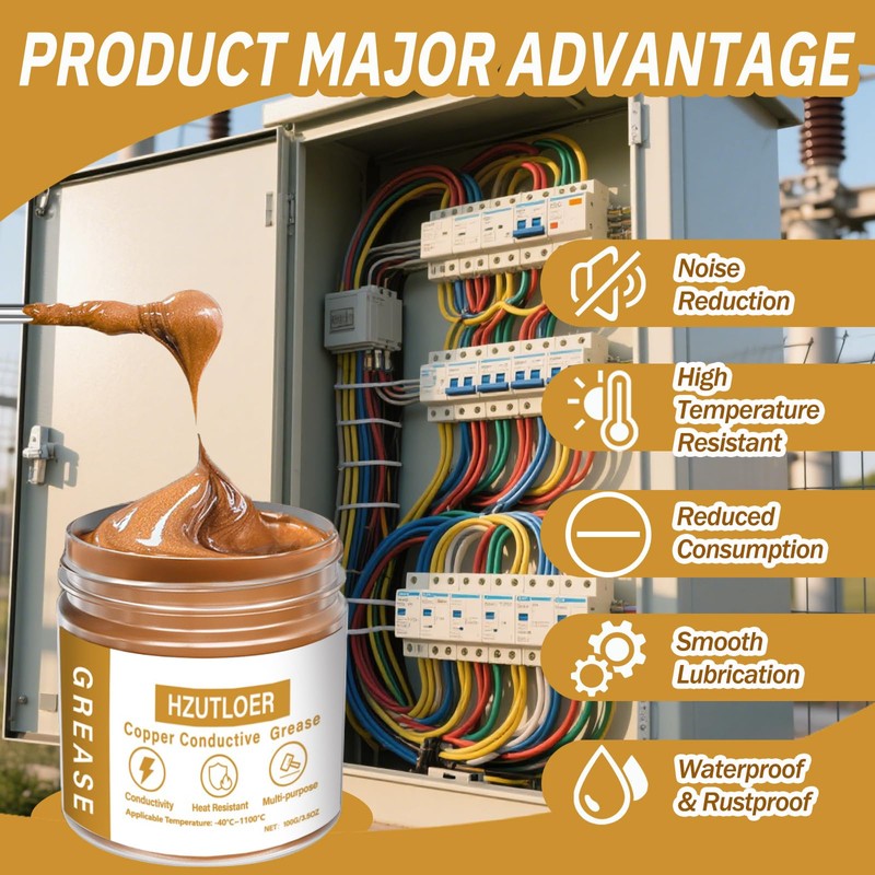 Hzutloer Copper Conductive Grease,100G Anti Arcing Conductive Paste for Automotive,Power