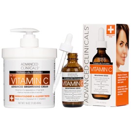 ADVANCED CLINICALS 2 PACK SET CREMA CORPORAL VITAMINA C ILUMINACION  SUERO FACIAL VITAMINA C ANTIEDAD ACLARANTE 454GR52ML                             