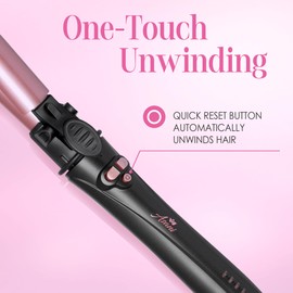 Asani 1 Inch Rotating Curling Iron - Automatic Curling Wand with Instant Heat, Adjustable Temp up to 430°F for All Hair Type, Medium or Long Hair - Dual Voltage Hair Curler for Lasting Beach Waves
