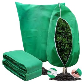 Tkxjry Pack of 2 Winter Plant Covers, 80 x 120 cm, Non-Woven Fabric Plant Cover, Frost Protection Film for Winter Plants, Plant Protection Bags, for Shrubs and Trees, Protects Your Plants from Damage