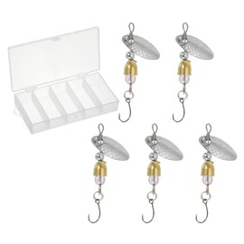 PATIKIL 1/8 oz Fishing Lures Spinnerbait, 5 Pack Single Hook Trout Spinners Casting Fishing Spinner Baits Tackle for Freshwater Saltwater Fishing, Silver Tone