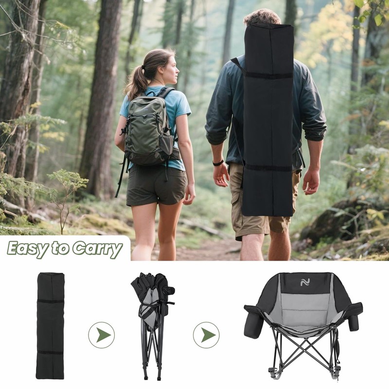 ABORON Oversized Rocking Camping Chair for Adults, Fully Padded Folding