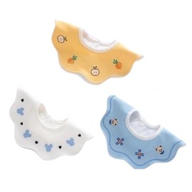 Wonderful Picks Newborn Pure Cotton Fabric Waterproof Breathable Petal Bib with Snap Closure - Baby Infant Drool Cloth and Feeding Accessories