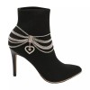 Unbranded Women Silver Metal Chain Boot Bracelet Shoe Anklet Heart