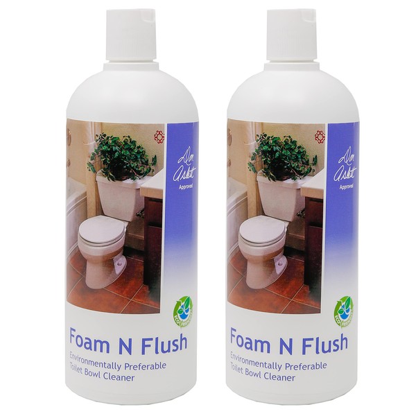 Don Aslett Foam & Flush Toilet Bowl Cleaner (32 Oz Bottle, Pack of 2) Eco Friendly, Biodegradable Organic Acid Formula | Cleans, Brightens, Deodorizes