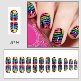 Tyuimhx Colorful Leopard Print Press on Nails Short Square Fake Nail with Designs Rainbow Glitter False Nails Glossy Full Cover Artificial Nail Acrylic Glue on Nails 24 Pcs