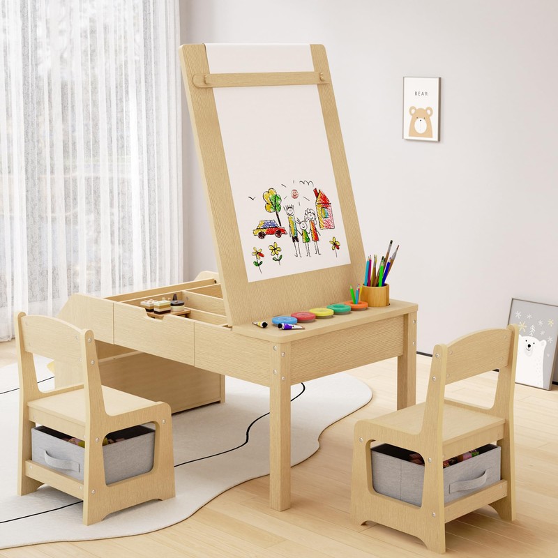 5-in-1 Kids Art Table and Chairs, Toddler Table and Chair