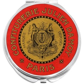 NewCharms French Jam Label Paris Compact with Mirrors - Perfect Pocket and Purse Size Folding Mirror for Applying Make Up Anywhere