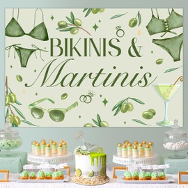 Wonmelody Margarita Bachelorette Party Decorations 5 * 3 ft Bikinis & Martinis Backdrop Banner Green Margarita Bachelorette Party Decorations for Beach Bach Summer Tropical Bach Shower