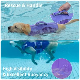 PETDSH Dog Life Jacket Medium, High Flotation Dog Life Vest for Swimming Boating, Reflective Puppy Lifejacket with Superior Buoyancy and Rescue Handle, Adjustable Safety Dogs Floating Vests