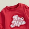 Toddler Girl Valentine’s Day Outfits XOXO Letter Print Ruffle Sleeve