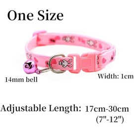 Cute Cat and Dog Collar with Bell, Adjustable Nylon Puppy Kitten Collar, 5 Colors (Rabbit Blue, Neck 7-12")