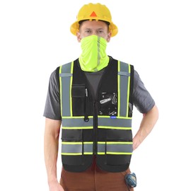 AYKRM 11 colors available safety vest black mesh High Visibility Reflective Safety Vest for Women Men Security with Pockets Zipper jacket