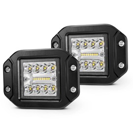 BUNKER INDUST Flush Mount LED Pods Light, 2Pcs 5 Inch Spot Flood Combo Beam 4800LM Triple Row Driving Off Road Light Bar Waterproof Led Work Light for Golf Cart Trucks Tractor SUV 4x4 ATV UTV