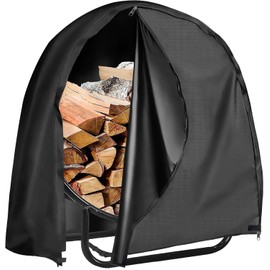 IC ICLOVER 48 Inch Firewood Log Hoop Cover Only, 600D Heavy Duty Outdoor Log Round Rack Cover, Waterproof Wood Ring Trap Pile Holder Storage Cover with Double-through Zipper & Wind Proof Buckles
