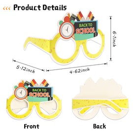 Estivaux 12 PCS Back to School Eyeglasses Fancy Welcome Back to School Headband First Day of School Eyeglasses School Bus Clock Books Photo Props for Preschool Welcome Back Party Favor Decor