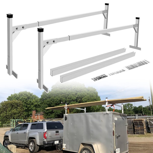VONLX Adjustable Aluminium Trailer Ladder Rack Fit for Universal Enclosed and Open Trailers Maximum Weight Capacity of 400 lbs