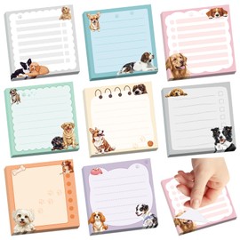 Leezead 600Pcs Cute Dog Sticky Notes, Cartoon Dog Animal Sticky Notes Kawaii Self-Stick Memo Pads for Dog Lover Office Home School Supplies