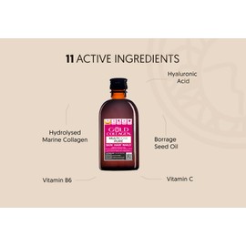 GOLD COLLAGEN Multidose Pure - Collagen Supplements for Women & Men with Biotin for Hair Skin Nail - Mood, Energy & Immune System Booster with Vitamin C, Hyaluronic Acid, Marine Collagen, Zinc, 300 ml
