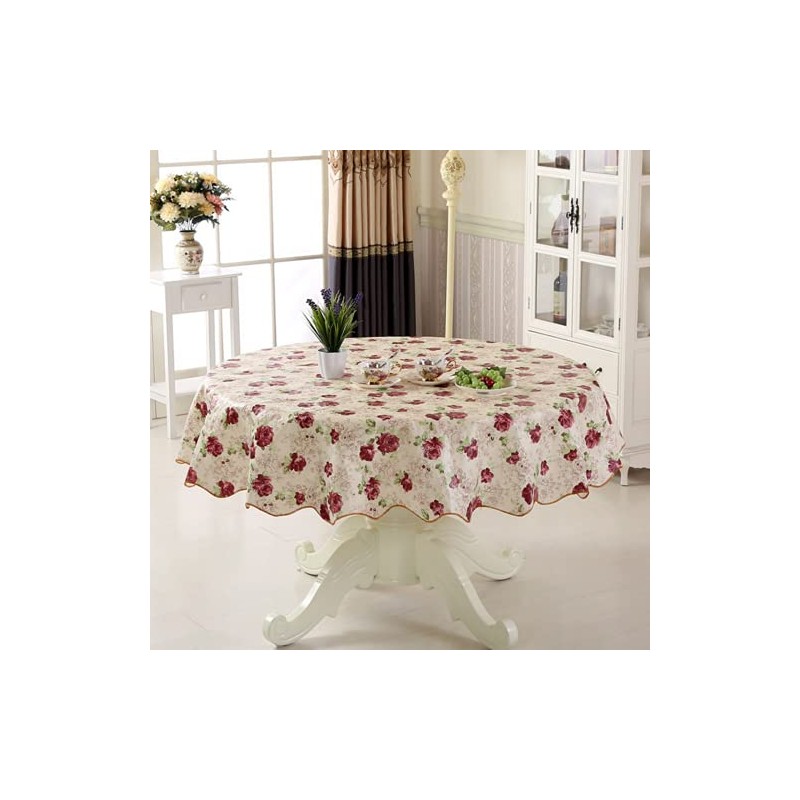 XUNQUCOM 150CM Round Hotel Tablecloth Pure Color Restaurant Tablecloth Polyester