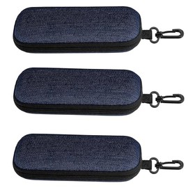 Pack of 3 Glasses Cases Made of Denim Fabric, Glasses Case Hard Case, Portable Travel Glasses Bag with Zip, Sunglasses Storage Box, Fashion Hard Glasses Case for Men and Women Glasses Sunglasses