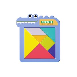 shenhailan Tangram Puzzle for Kid, Slide Puzzle Educational Travel Game Toy for 3-5 Year Old Boys Girls (Tangram, Blue) 99-2