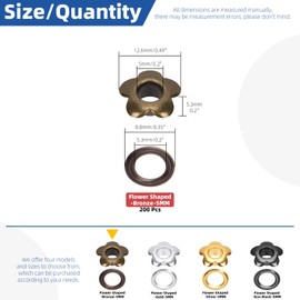 Glarks 200pcs 5mm(3/16in) Flower Eyelets Grommet Set, Antique Brass Metal Flowers Eyelets for Shoe Eyelets, Belt, Bags and Other Leather Project