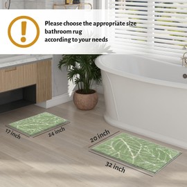 Witzest Light Green Leaf Non Slip Bathroom Rugs Sage Monstera Absorbent Bath Floor Mat Cute Plant Bathmat Washable Small Microfiber Bath Matt Bathroom Decor-17''x24''