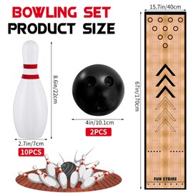 Sitroasho Mini Bowling Set Indoor Outdoor Indoor Bowling Set with Guide Arrow Mat Gold and Silver Medal Backpack Dispensing Suitable for Family Friends Family Party Entertainment