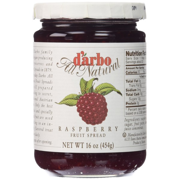 d'arbo All Natural Fruit Spread, Raspberry, 16 Ounce