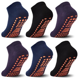 Tphon Boys Non Slip Trampolines Socks with Grips Ankle Socks for Toddler Girls Low Cut Athletic Socks for Sports Games 6 Pairs