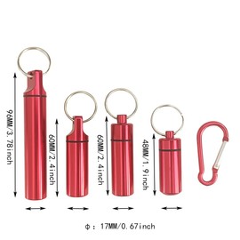 4 Pack Keychain Pill Holder,Small Pill Box,Portable Travel Pill Container Metal Medication Pill Oragnizer (Red)