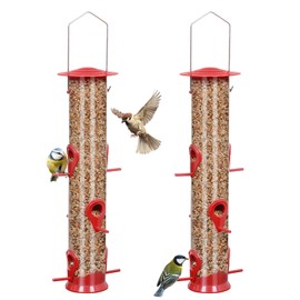 ERYTLLY ERYTLLY 2 Pack Bird Feeders for Outdoors Hanging with 6 Feeding Ports Extra Thick Solid Tube Transparent Weatherproof Water Resistant Great for Attracting Birds Garden