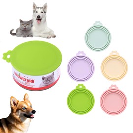 Novique 5 Pack Pet Covers/Dog Cat Lids/Universal BPA Free/Silicone Pet Lids Covers/Fits Most Standard Size