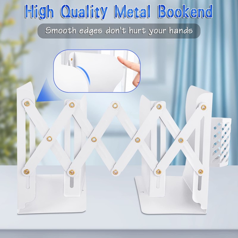 Heavy Duty Book Ends to Hold Books with Pen Holder,