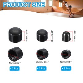 PATIKIL Skateboard Bushings, Long-Board Truck Replacement Pivot Cups Rebuild Set for Outdoor Skateboard Parts 18mm 16mm 12mm, Black