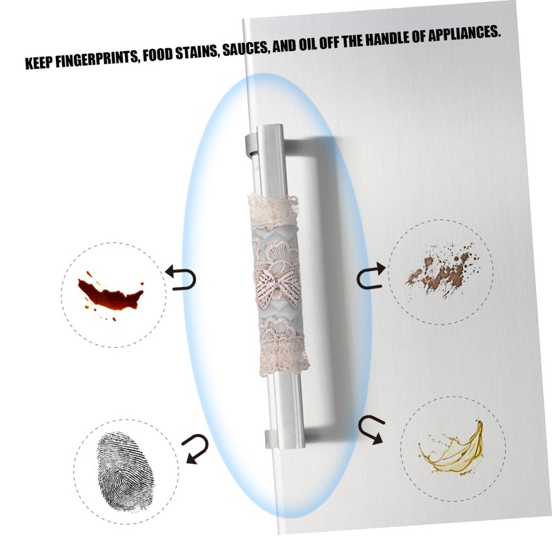 TEHAUX 2pcs Lace Fridge Handle Covers Decorative Door Protector Durable