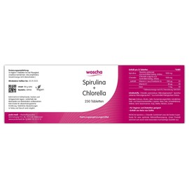 Woscha Spirulina + Chlorella 250 Tablets (100 g) (Vegan)