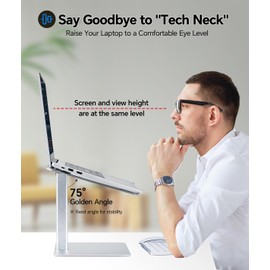 supamir Adjustable Laptop Stand for Desk, DJ Laptop Riser, Standing Desk Converter, Support Working on Computer Sitting/Standing, Compatible with MacBook, Dell, HP and All 13"-16.5" Notebooks, Silver