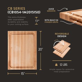 John Boos John Boos Reversible Cutting Board w Juice Groove, Chop-N-Slice, 20" x 15" x 1-1/2", Maple
