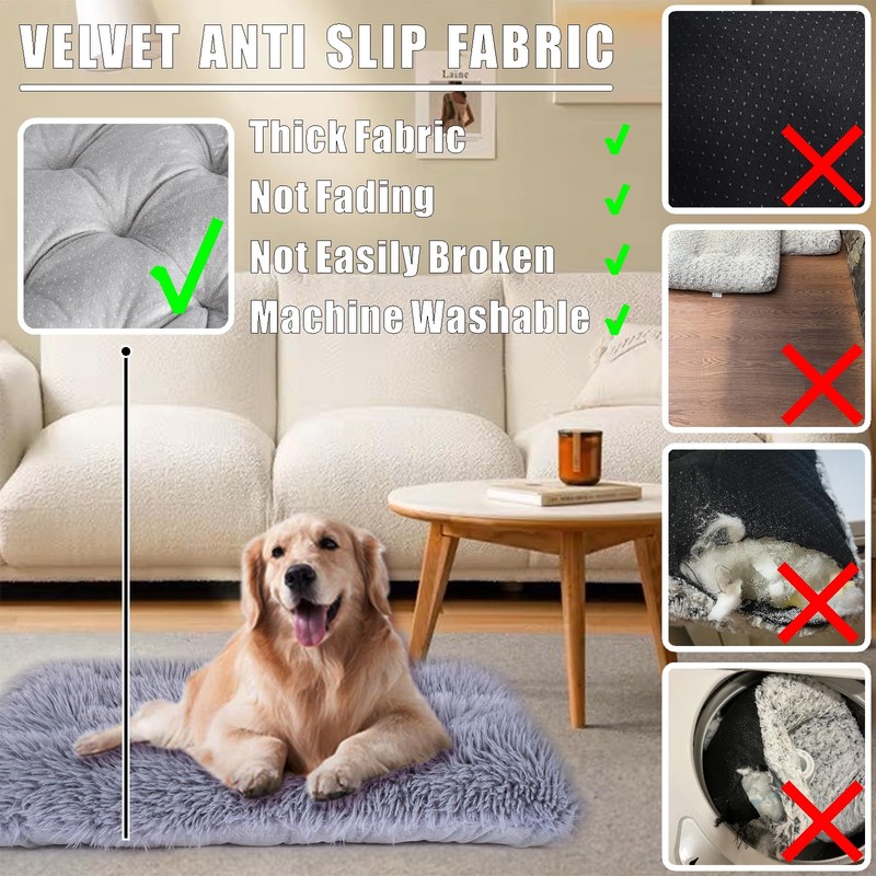 Machine Washable Dog Bed, Deluxe Plush Dog Crate Pad and