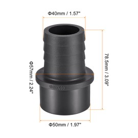 sourcing map PVC Pipe Fitting 40mm Barbed x 50mm OD Spigot Straight Tube Adapter Hose Quick Connector, Black