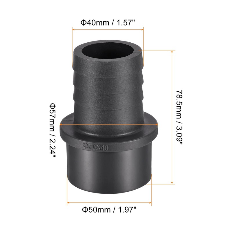 sourcing map PVC Pipe Fitting 40mm Barbed x 50mm OD