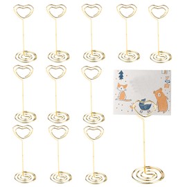 Wedding Place Card Holder Pack of 12 Card Holders Wedding Photo Holder Heart Shaped Table Number Holder Metal Menu Card Holder for Wedding Birthday Party Decoration - Gold