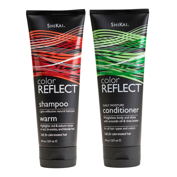 Shikai Color Reflect Warm Shampoo and Shikai Color Reflect Daily Moisture Conditioner Bundle With Natural Botanicals, Avocado Oil and Shea Butter, 8 fl. oz. (237 ml) each
