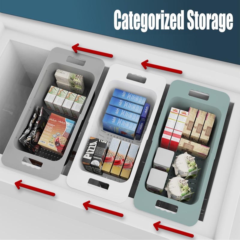 Yatmung Deep Freezer Organizer Bins Expandable - Freezer Baskets for