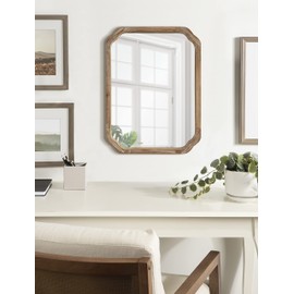 Kate and Laurel Marston Farmhouse Rectangle Wall Mirror, 18 x 24, Rustic Brown, Decorative Rustic Mirror for Wall